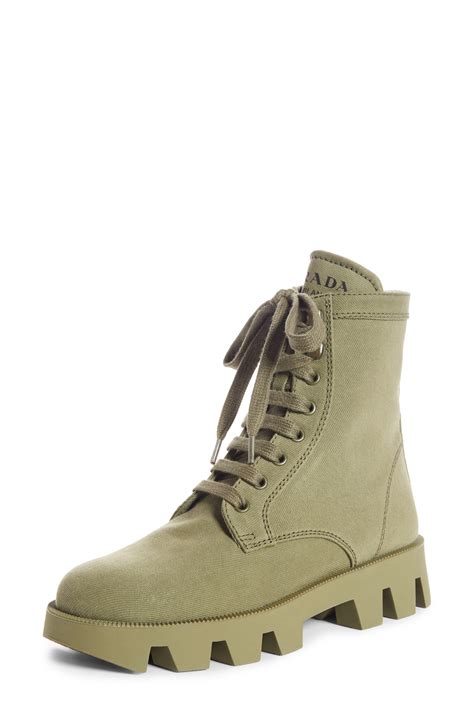 prada combat boots green|thigh high Prada boots.